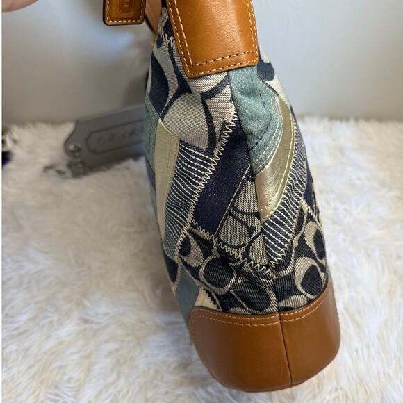y2k Rare COACH Denim Leather Patchwork Shoulder Bag Crossbody - Picture 5 of 11